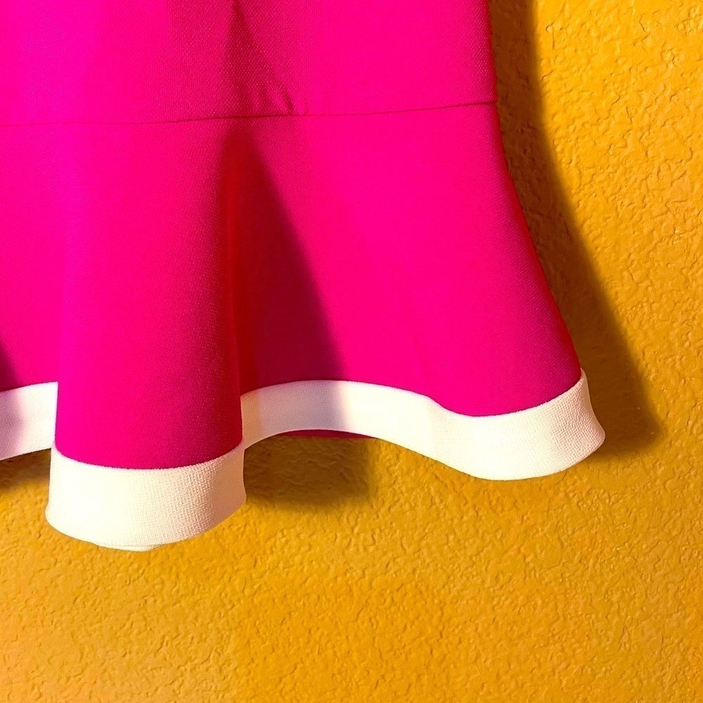 VICTORIA BECKHAM Fuchsia Sleeveless Cocktail Dress Ruffle Hem Bright Pink Size S - Picture 9 of 13